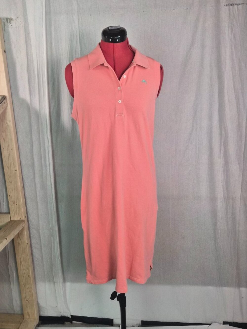Tommy Bahama Womens Tennis Dress Pink Polo Collar Knit Size M Knee Length G060
